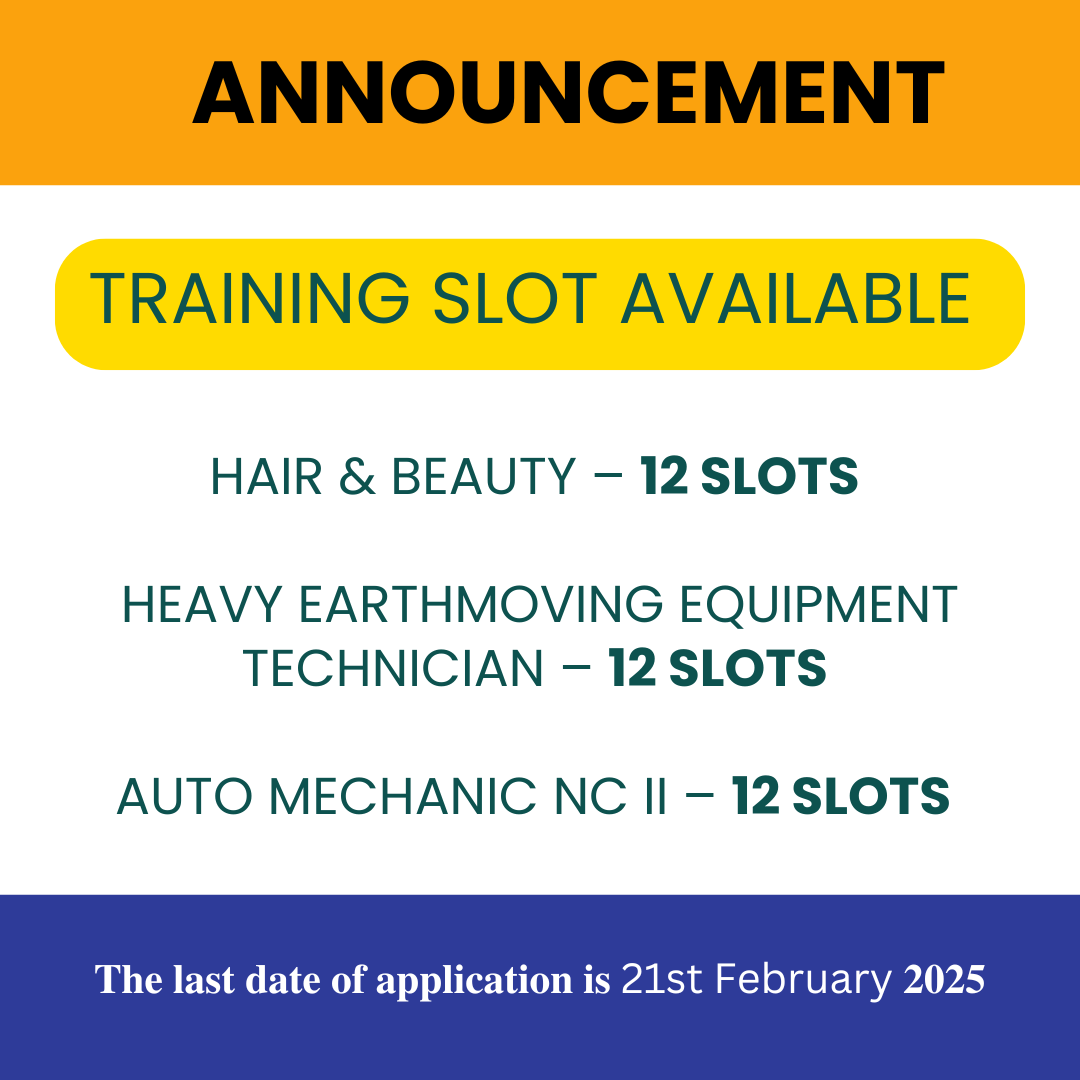 Training slot available for March Intake